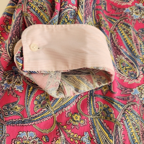 Chaps No Iron Women's Pink Paisley Print Button Front Shirt Top Plus Size 2X - Picture 6 of 9